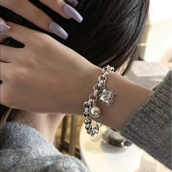 NEW 925 STERLING SILVER ENGLISH SQUARE BRACELET, NICE BRACELET, CUTE BRACELET - Picture 5 of 5